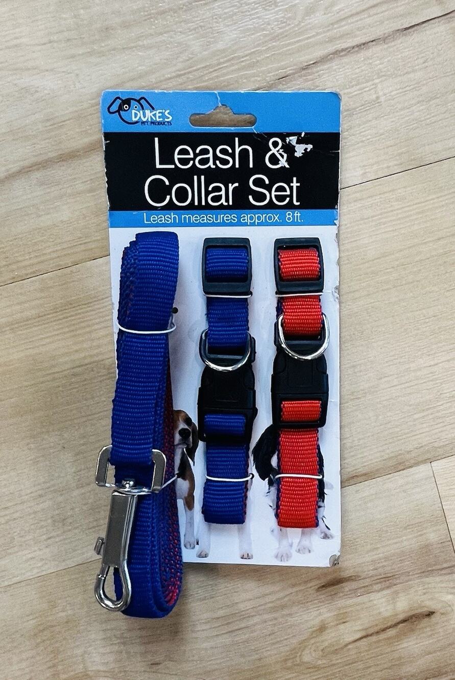 Duke's Leach & Collar Set Dogs Small to Medium Leash 8ft Nylon Secure Pets New
